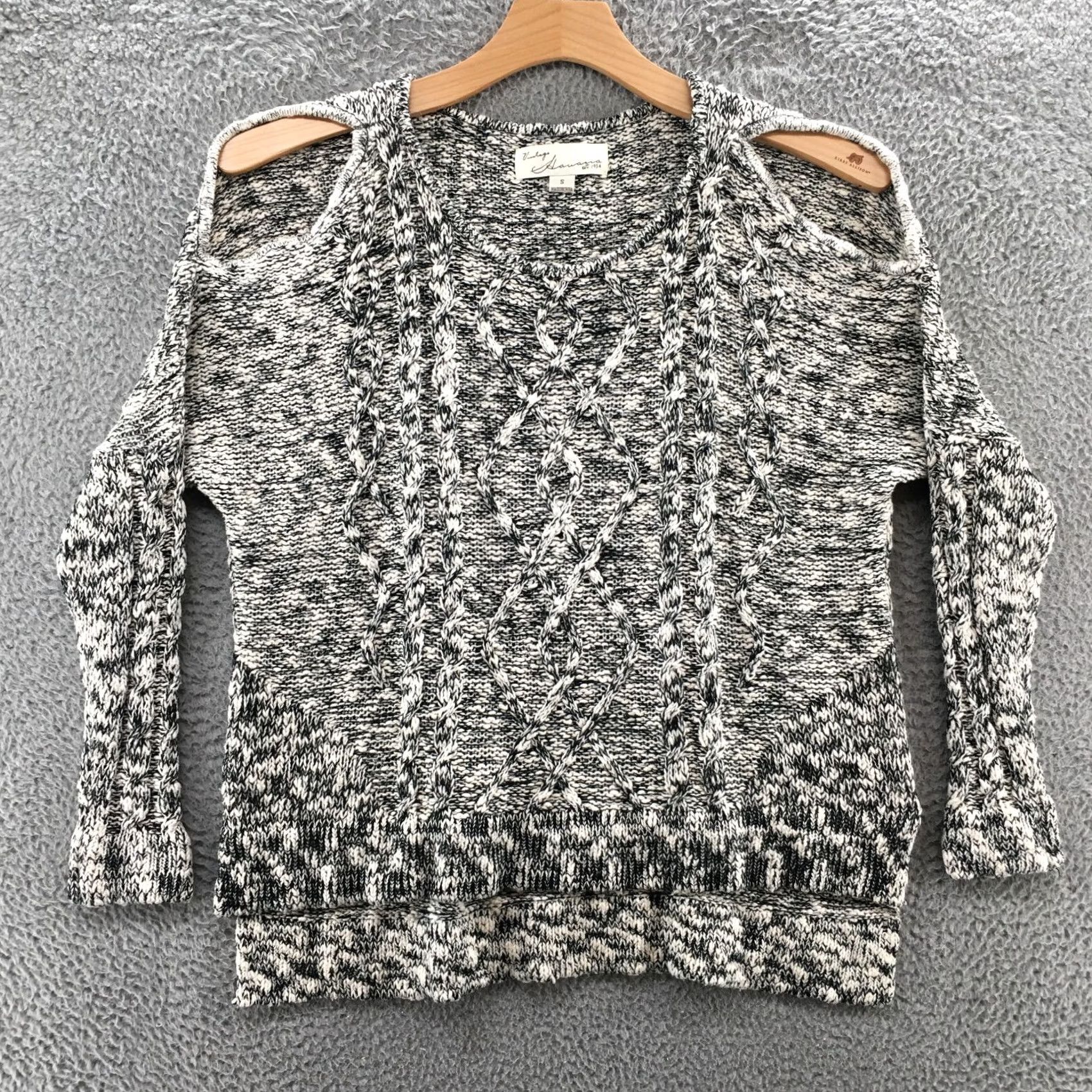 Vintage Havana Vintage Havana Sweater Womens S Black White Cold Shoulder Long Sleeve Knitted Size S / US 4 / IT 40 - 2 Thumbnail