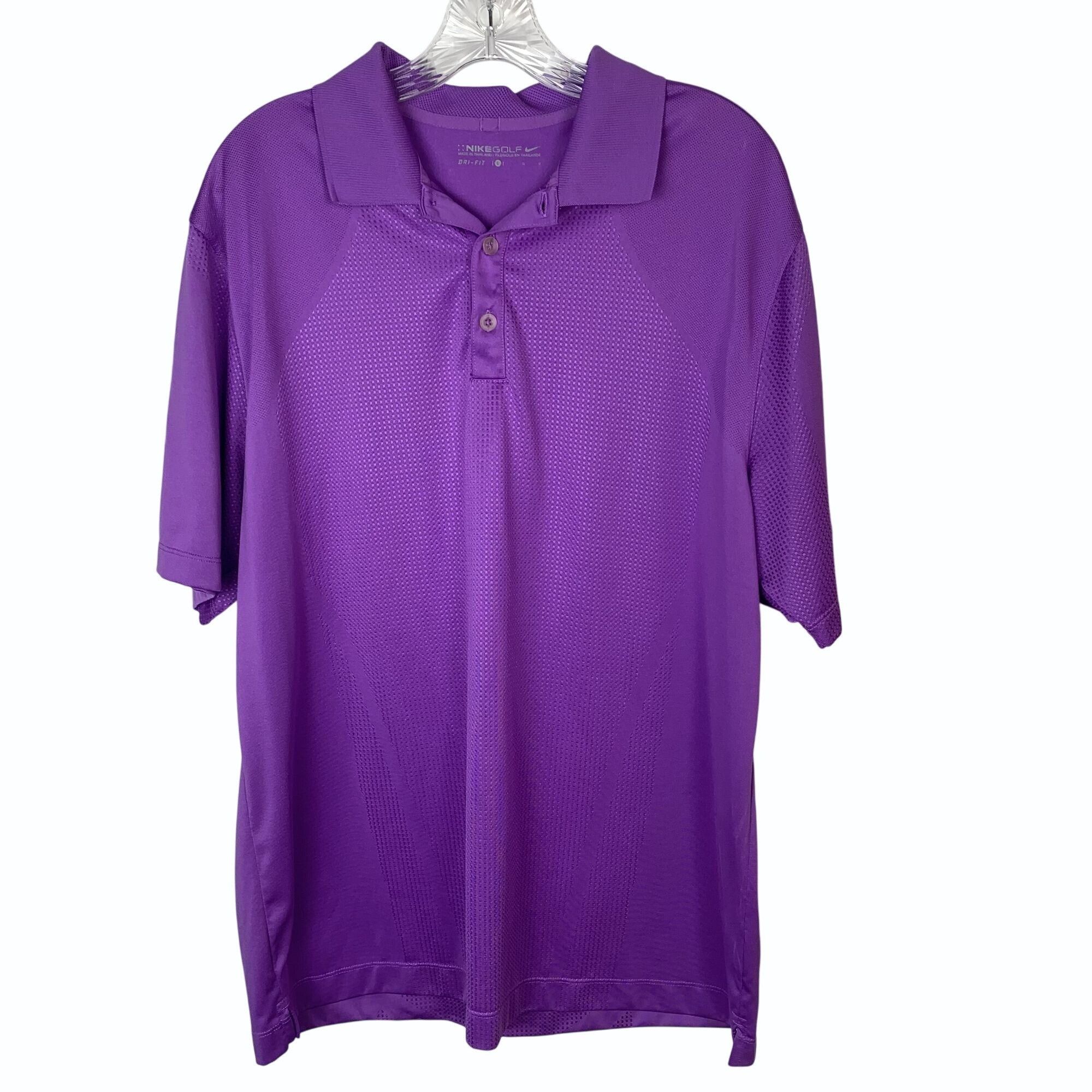 Nike Nike Golf Purple Performance Polo Shirt Dri-Fit Poly Mesh Size US L / EU 52-54 / 3 - 1 Thumbnail
