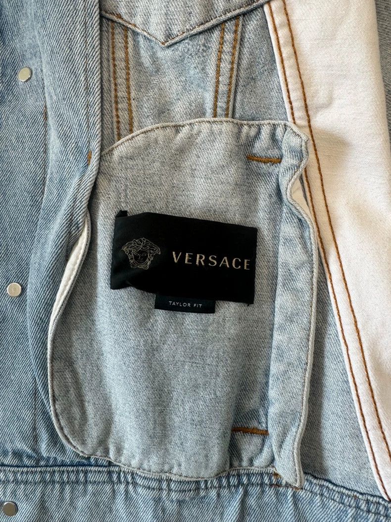 Versace Versace Logo embroidered color-blocked denim jacket jacket Size US M / EU 48-50 / 2 - 4 Thumbnail