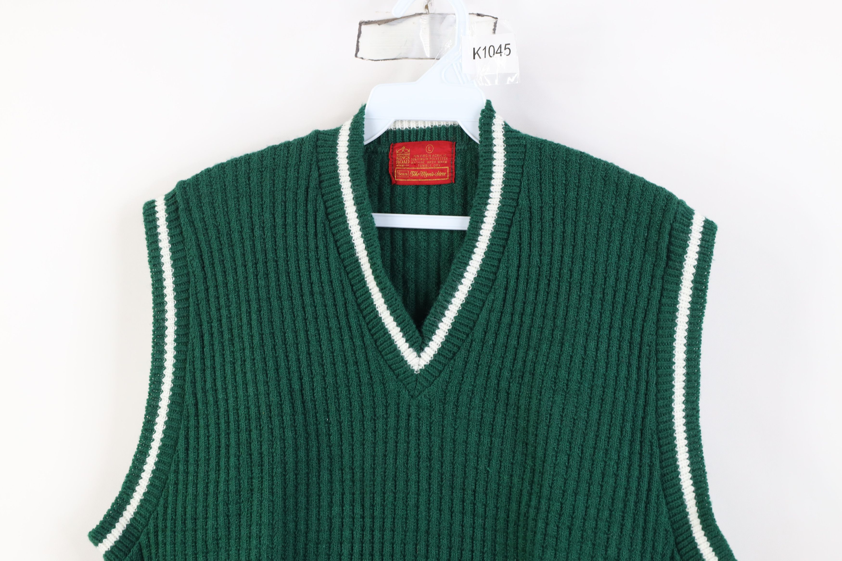 Vintage Vintage 60s Streetwear Ribbed Knit Sweater Vest Green USA Size US L / EU 52-54 / 3 - 2 Thumbnail