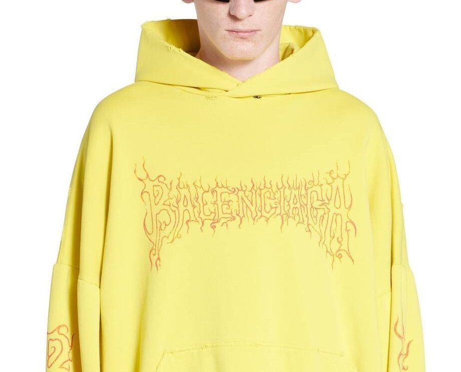 Balenciaga o1la1rc1a0725 Darkwave Round Hoodie Oversized in Yellow Size US M / EU 48-50 / 2 - 6 Thumbnail