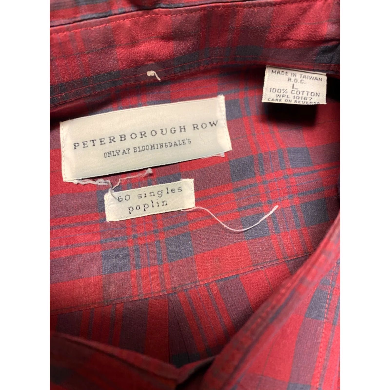 Bloomingdale's Peterborough Row Shirt Mens Large Red Plaid 60 Singles Poplin Bloomingdale London Size US L / EU 52-54 / 3 - 2 Thumbnail