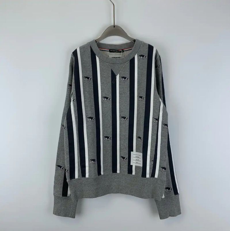 Thom Browne Thom Browne Gray Striped Women's Sweatshirt 0089 Size ONE SIZE - 1 Thumbnail