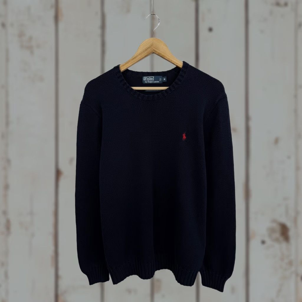 Ralph Lauren VINTAGE Ralph Lauren Sweater Dark Blue 90s Knitted Aran Size M Mens Size US M / EU 48-50 / 2 - 1 Thumbnail
