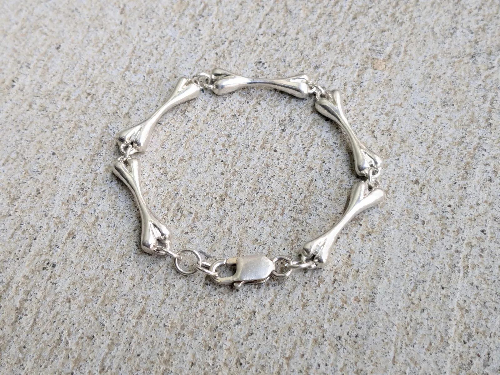 Sterling Silver Vintage Sterling Silver Bracelet Bone Skeleton 7.25" Size ONE SIZE - 4 Thumbnail