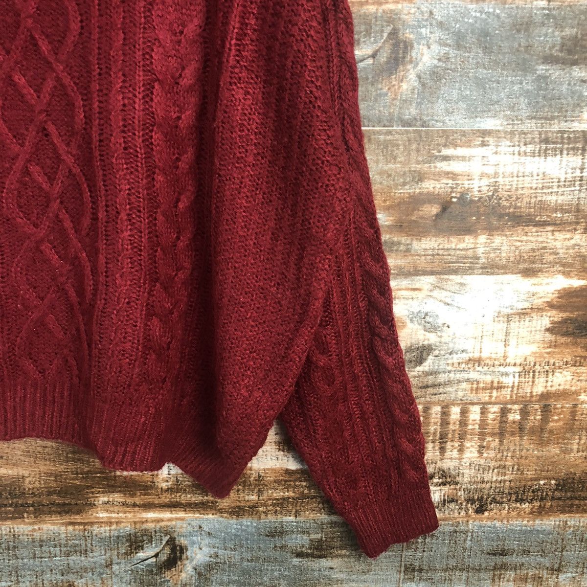 Aran Isles Knitwear × Japanese Brand Ingni Red Turtle Neck cable Knitwear #A1286 Size M / US 6-8 / IT 42-44 - 8 Thumbnail