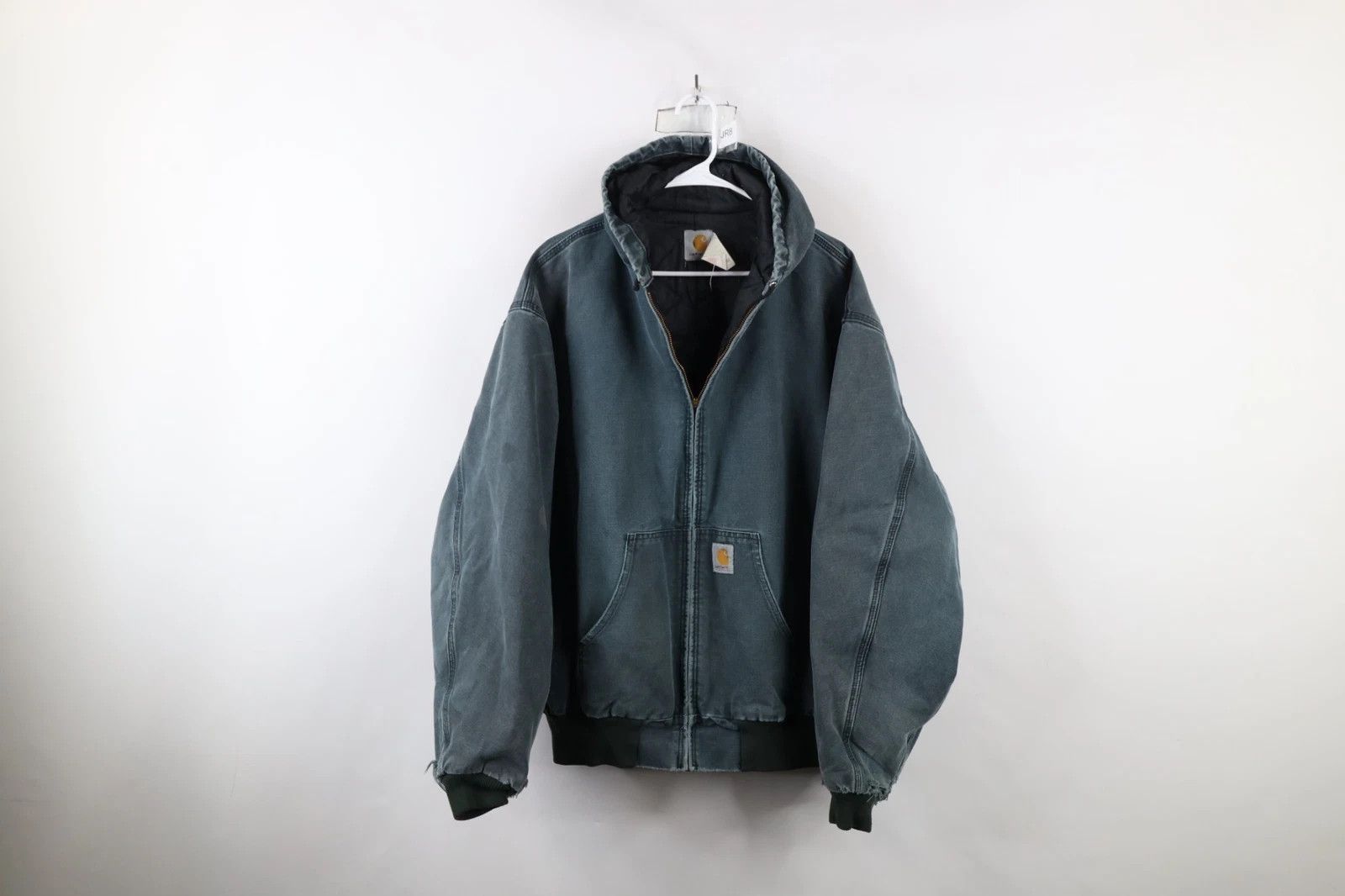 Carhartt Vintage 90s Carhartt Canvas Hooded Jacket Green USA 3XL Size US XXL / EU 58 / 5 - 1 Thumbnail