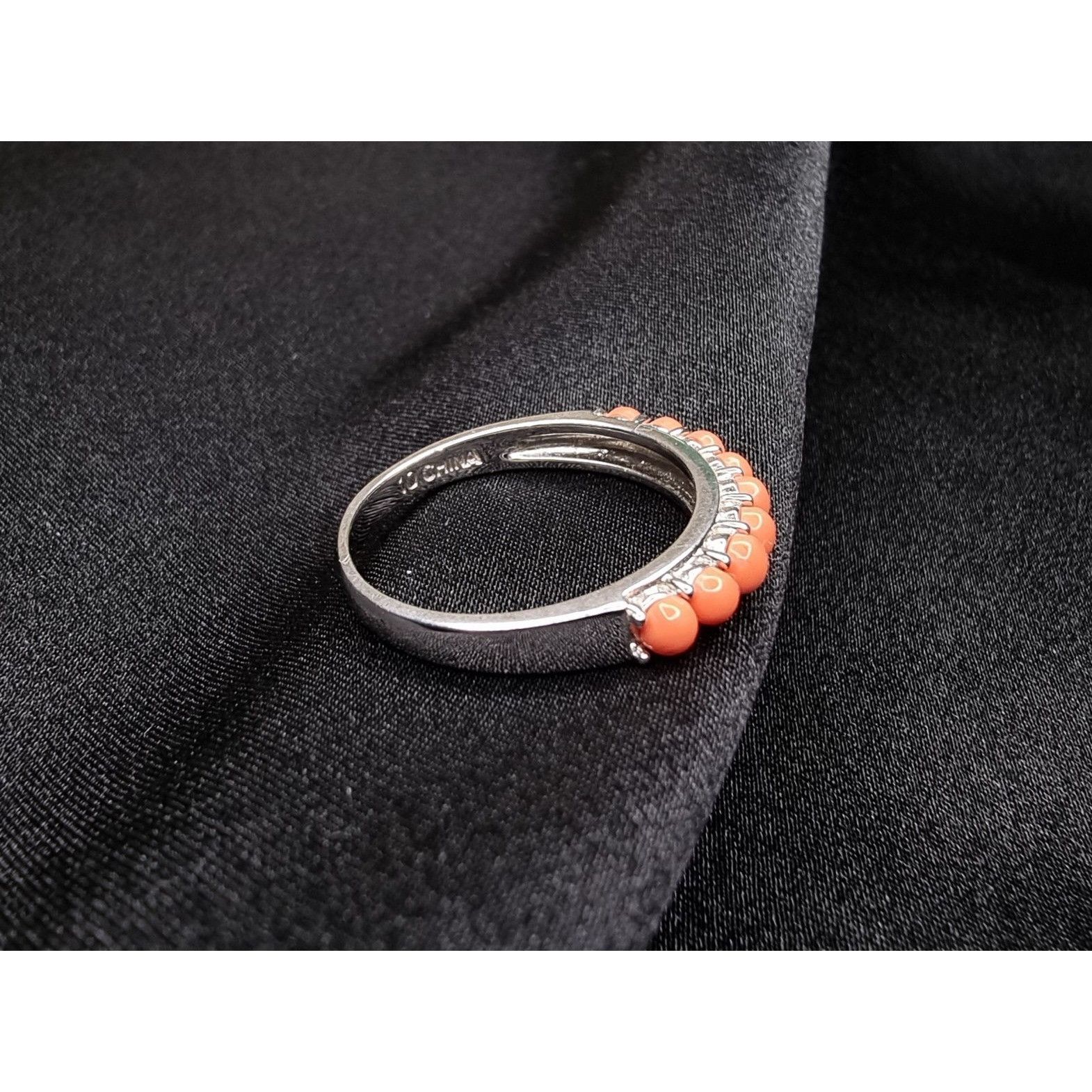 Other Sterling Silver 925 Faux Coral Ring Size 10.5 China Size ONE SIZE - 3 Thumbnail