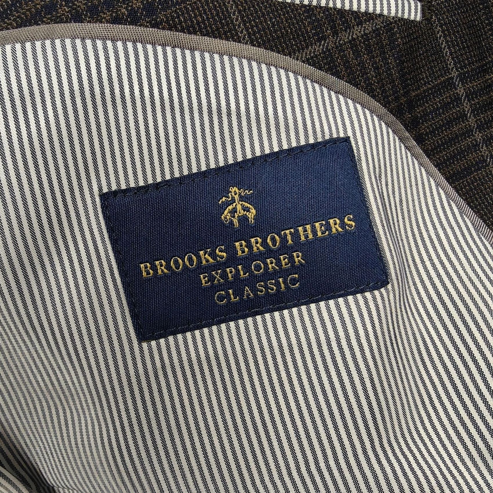 Brooks Brothers Brooks Brothers Blazer Mens 42S Brown Plaid Wool Stretch Sport Coat Jacket Size 42R - 5 Thumbnail