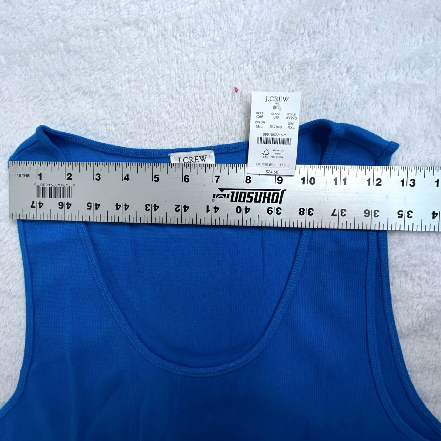 J.Crew J.Crew Women's Tank Top XXL Blue Scoop Neck Casual Ribbed Cotton Style AY276 Size XXL / US 16-18 / IT 52-54 - 5 Thumbnail