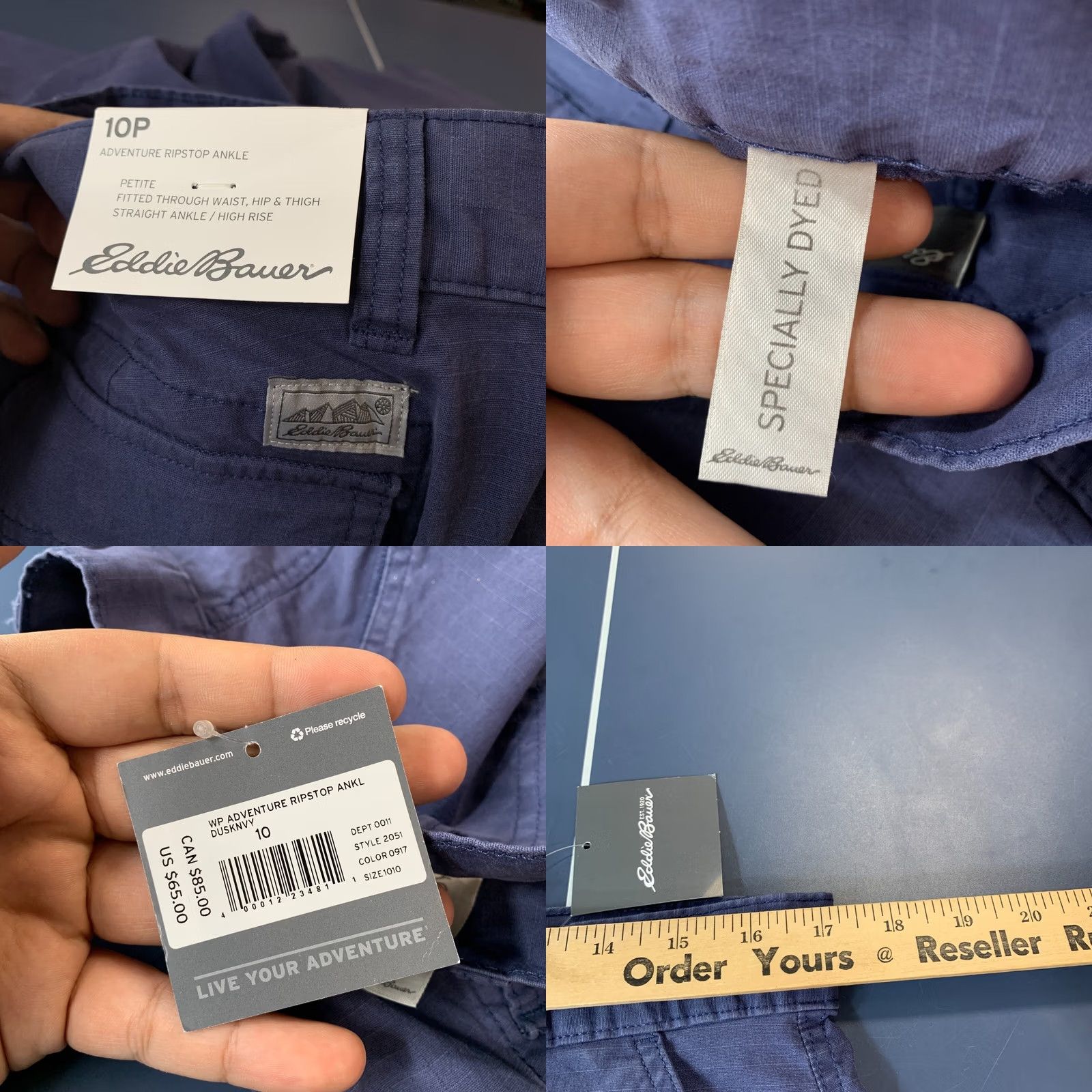 Eddie Bauer Eddie Bauer Rip Stop Ankle Pants Womens 10 Blue High Rise Straight 34x25 NWT Size 32" / US 10 / IT 46 - 9 Thumbnail