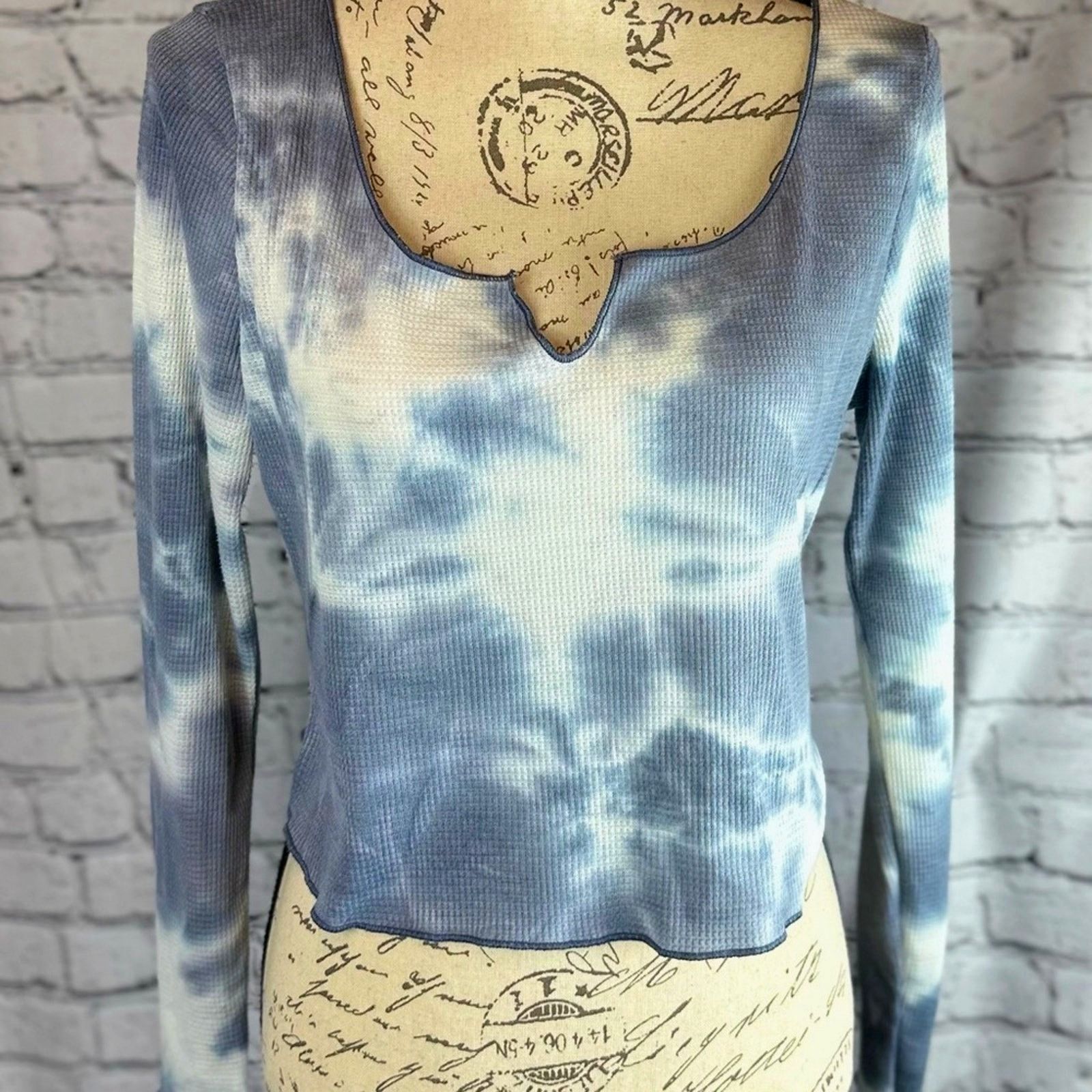 Nordstrom × Other All in Favor Tie Dye Waffle Knit Crop Top Grey XL Size XL / US 12-14 / IT 48-50 - 2 Thumbnail