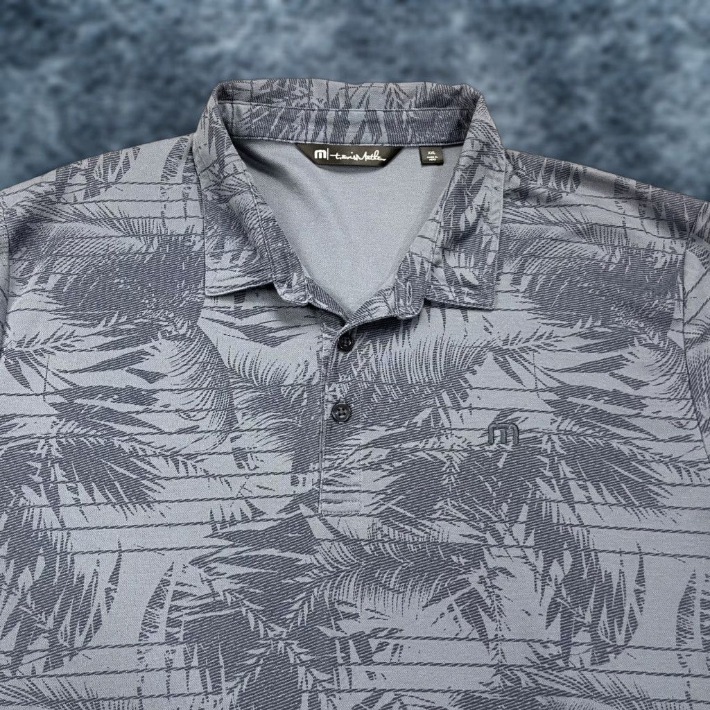 TravisMathew Travis Mathew Polo Shirt Mens 2XL XXL Blue Floral Leaf Golf AOP Pique Shirt Adult 2XL Blue Floral Leaf Golf Polo Mens Size US XXL / EU 58 / 5 - 1 Thumbnail