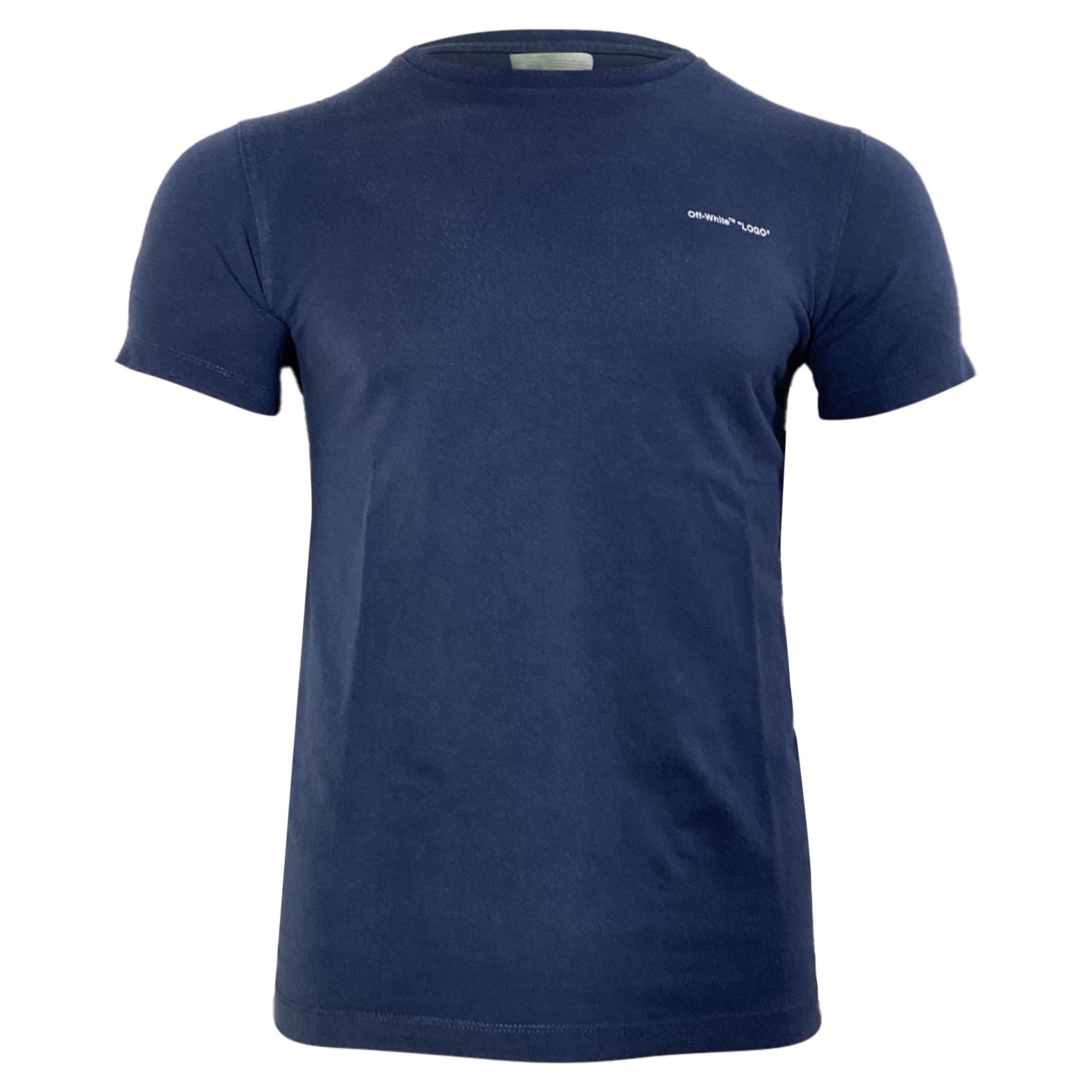 Off-White Off-White Logo Print Crewneck T-Shirt in Navy Blue Cotton Size US M / EU 48-50 / 2 - 1 Thumbnail