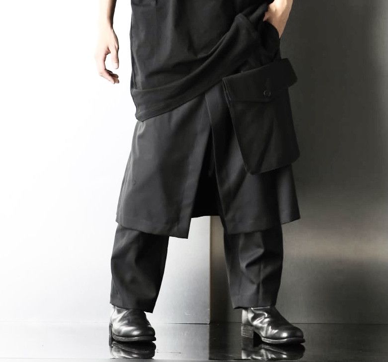 image of Groundy x Yohji Yamamoto Pants Skirt Big Pocket Pants Great in Black, Men's (Size 31)