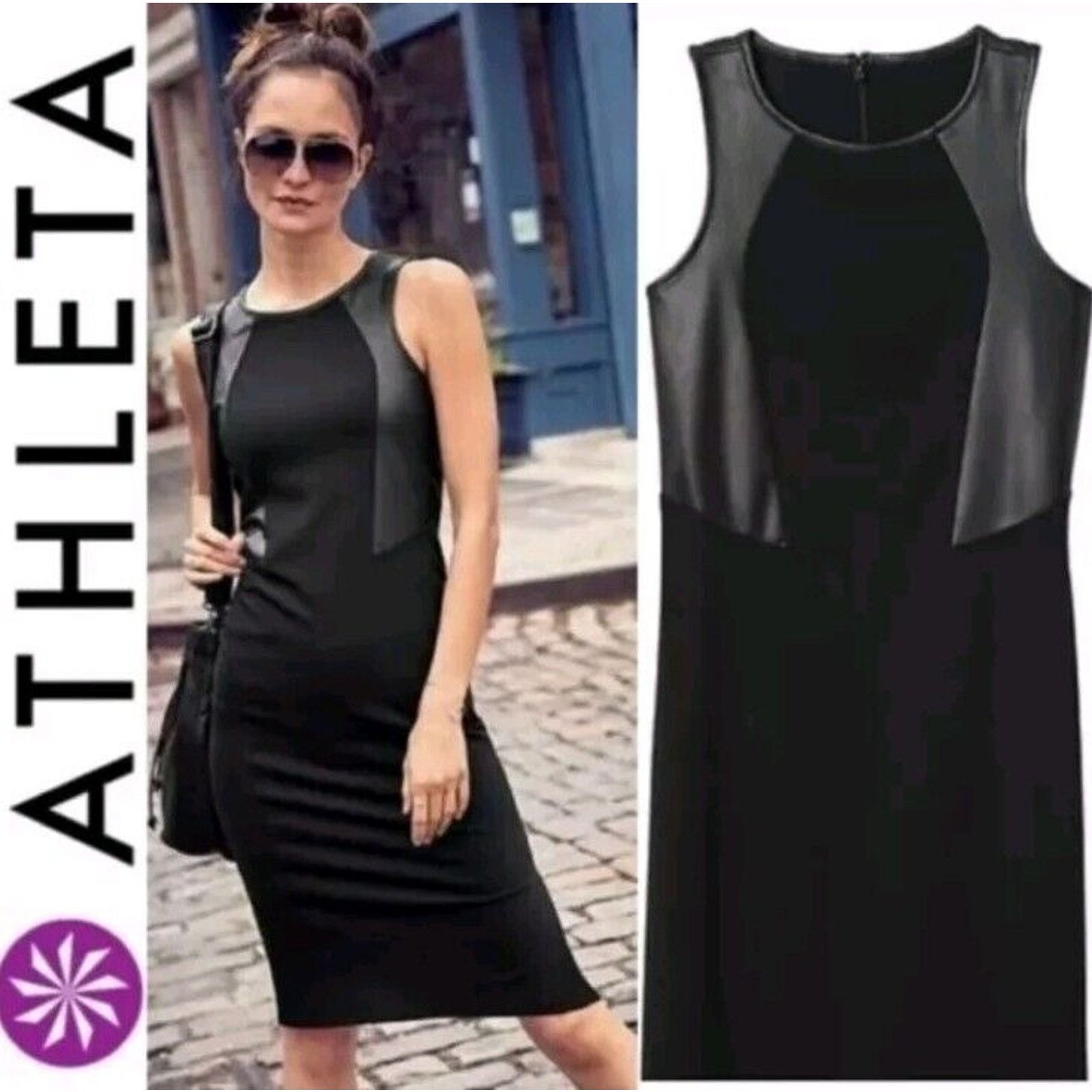 Athleta Athleta XS Night On The Town Ponte Dress Black Faux Vegan Size XS / US 0-2 / IT 36-38 - 6 Thumbnail