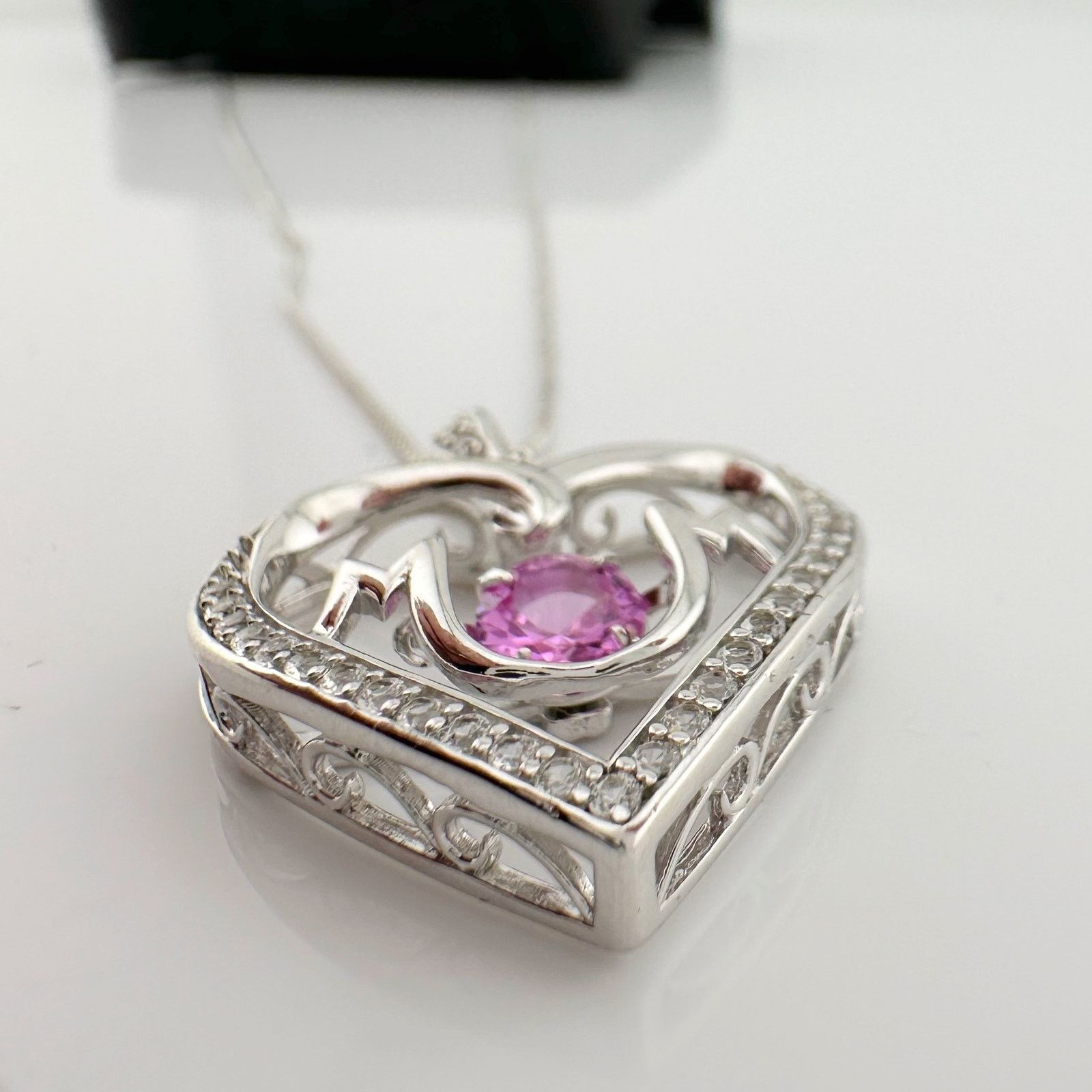 Other "Mom" Dancing Heart Necklace with Pink & White Sapphires Size ONE SIZE - 3 Thumbnail