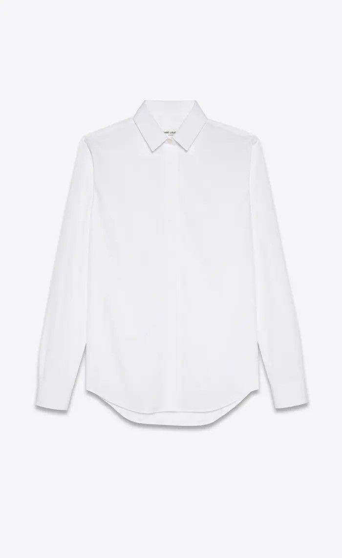 Saint Laurent Paris oc11z1125 Shirt in Cotton Poplin in White Size S / US 4 / IT 40 - 1 Thumbnail