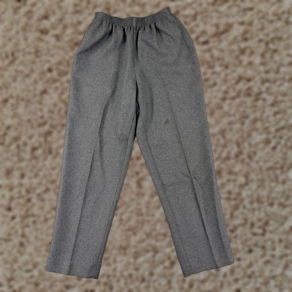 Vintage Alfred Dunner Pants Womens 8 Gray Elastic Waist Pull On Casual 100% Polyester Size 30" / US 8 / IT 44 - 1 Thumbnail