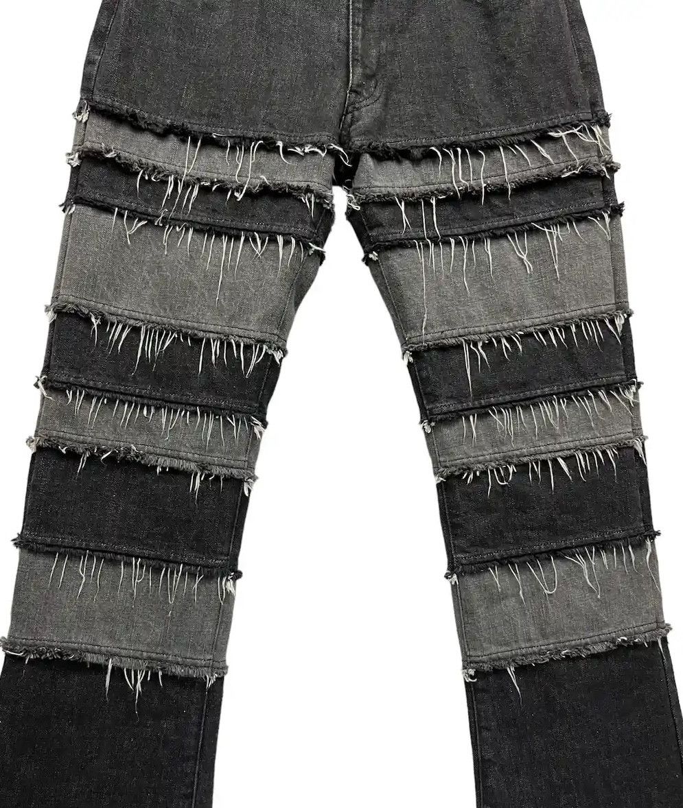 Designer × Self Edge FYE🔥90’s Frayed Hem Panel Hagi Patchwork Punk Flare Denim🔥 Size US 31 - 6 Thumbnail