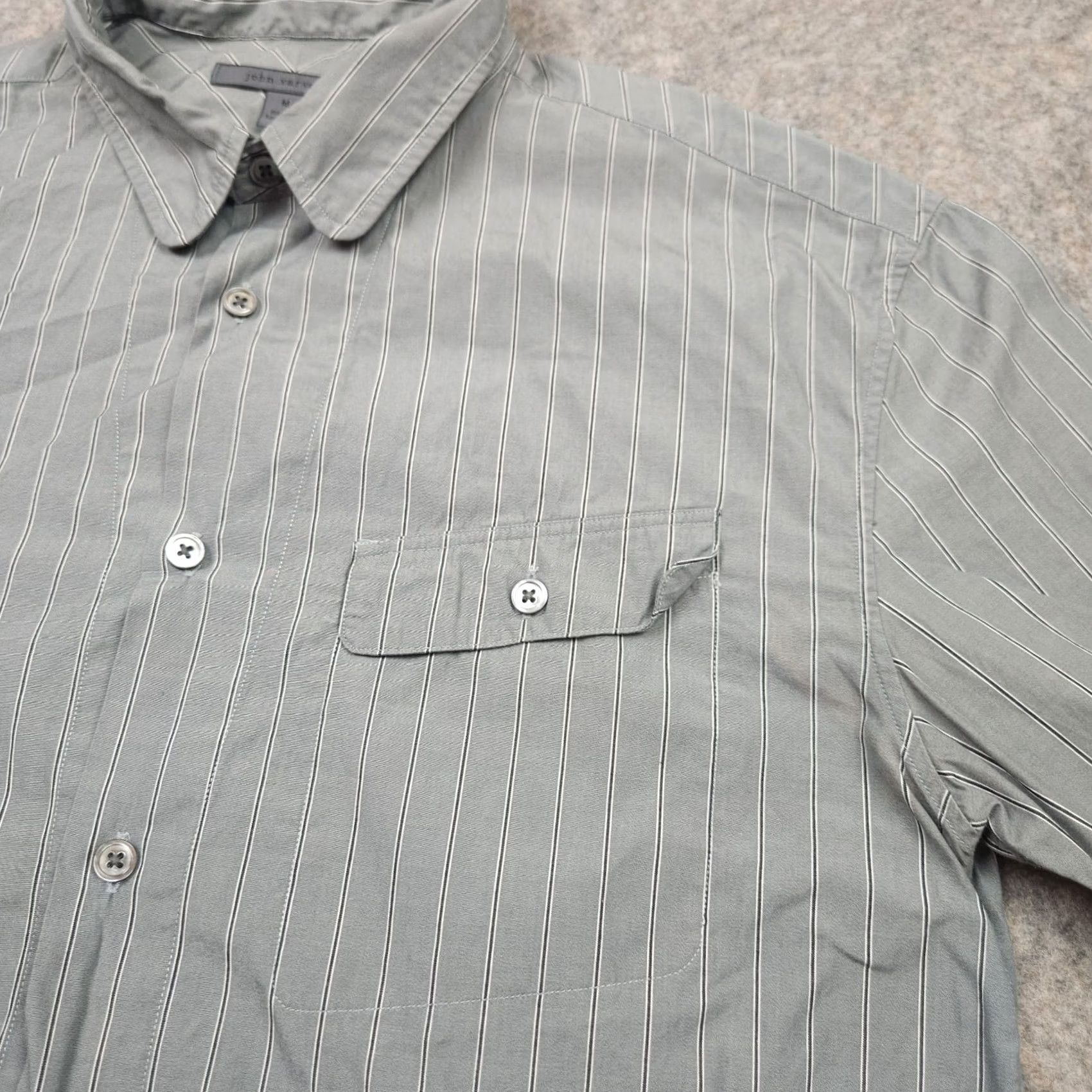 John Varvatos John Varvatos Shirt Mens Medium Gray Striped Long Sleeve Pocket Button Up Casual Size US M / EU 48-50 / 2 - 6 Thumbnail