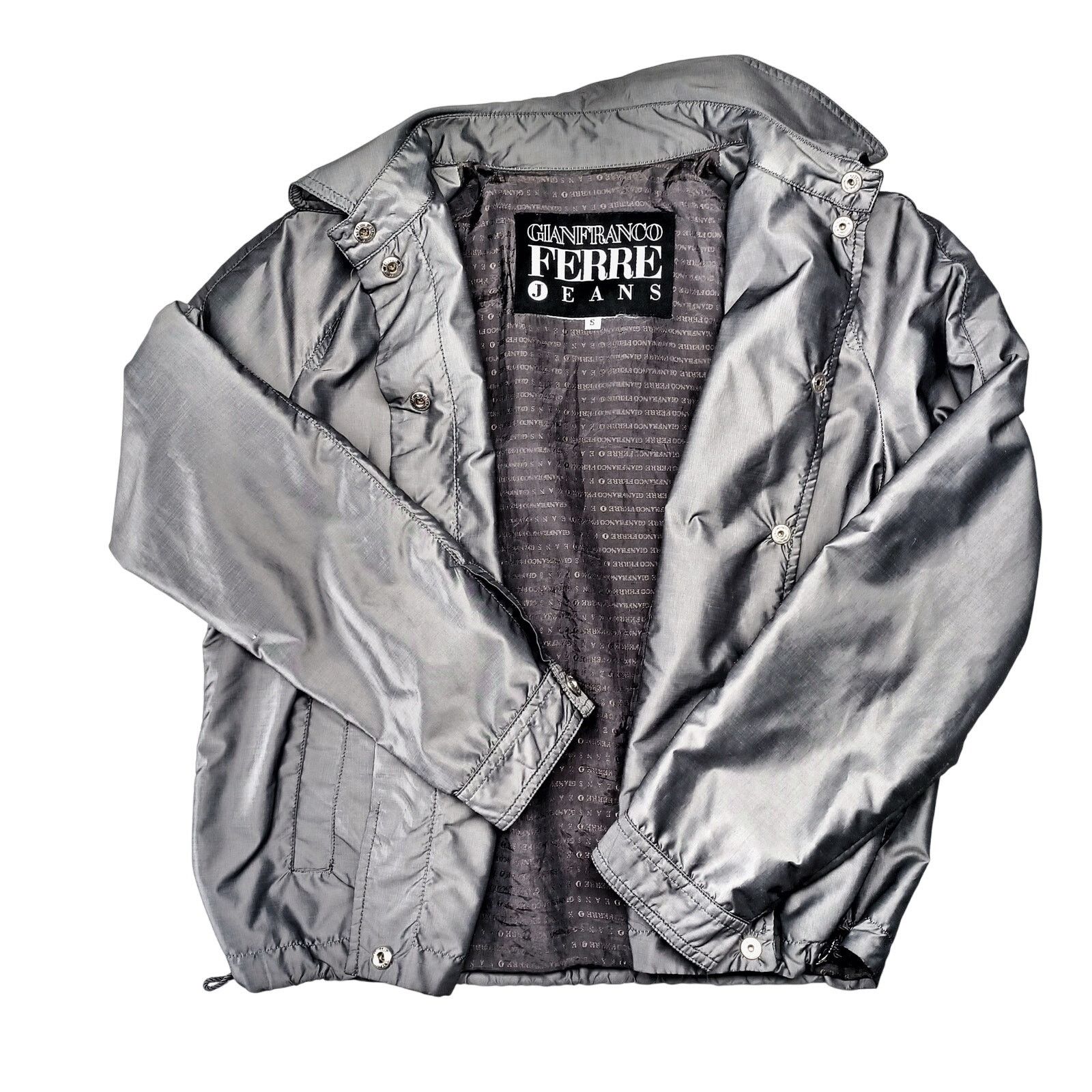 Gianfranco Ferre Y2K Ferre Jeans Metallic Silver Jacket Sz S Chrome Techwear Size S / US 4 / IT 40 - 2 Thumbnail