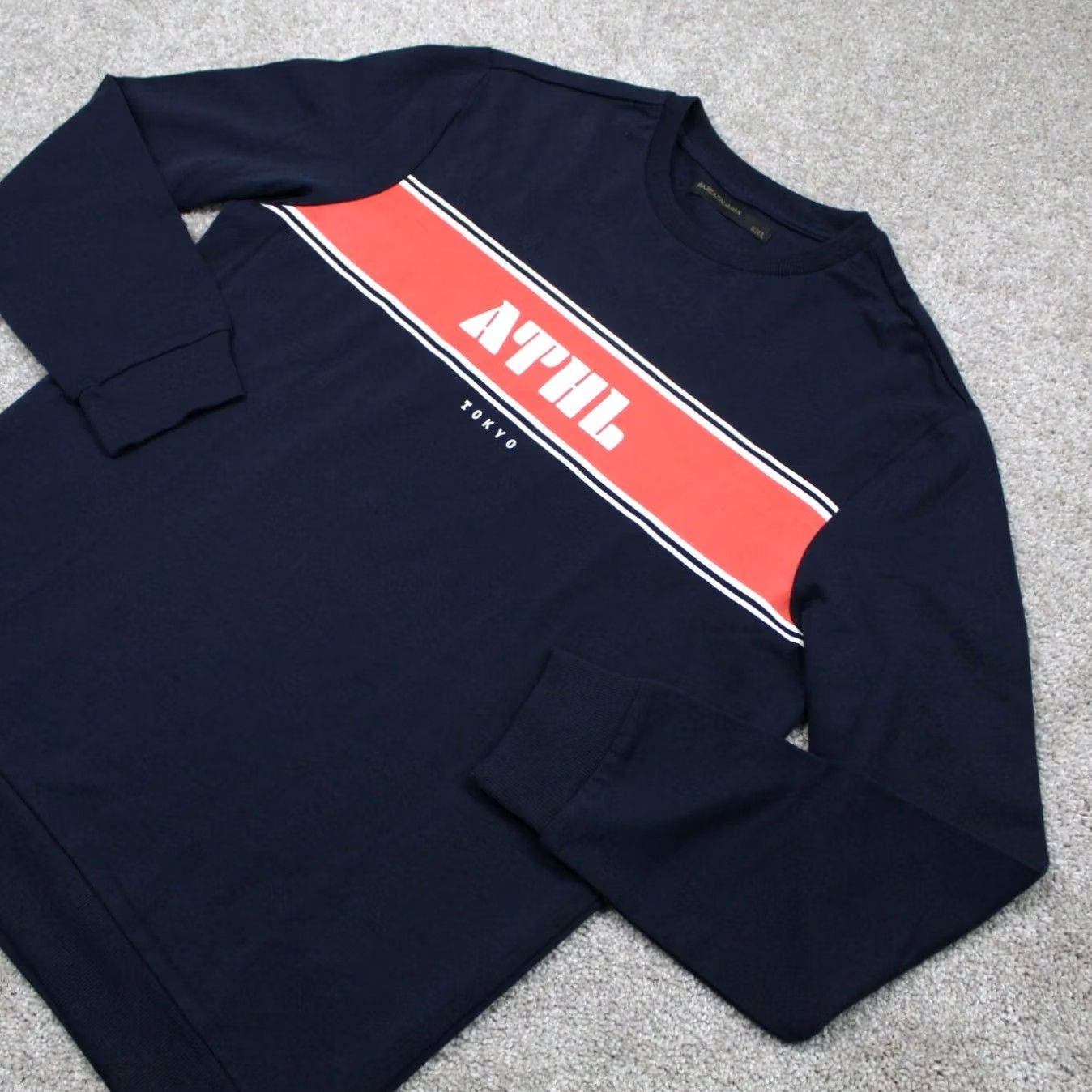 Vintage Piazza Italia Mens Large Blue/Orange 100% Cotton Long Sleeve Crew Neck Shirt Size US L / EU 52-54 / 3 - 3 Thumbnail