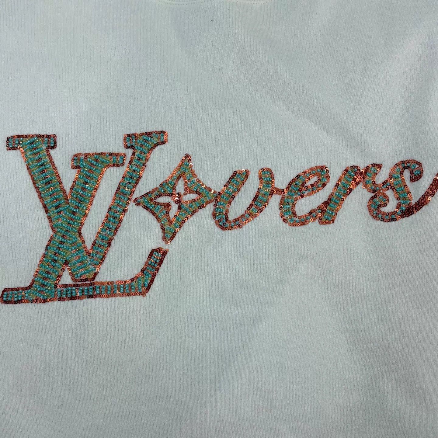 Louis Vuitton White Sequin 'Lovers' Graphic Short Sleeve Tee Size US XXL / EU 58 / 5 - 7 Thumbnail