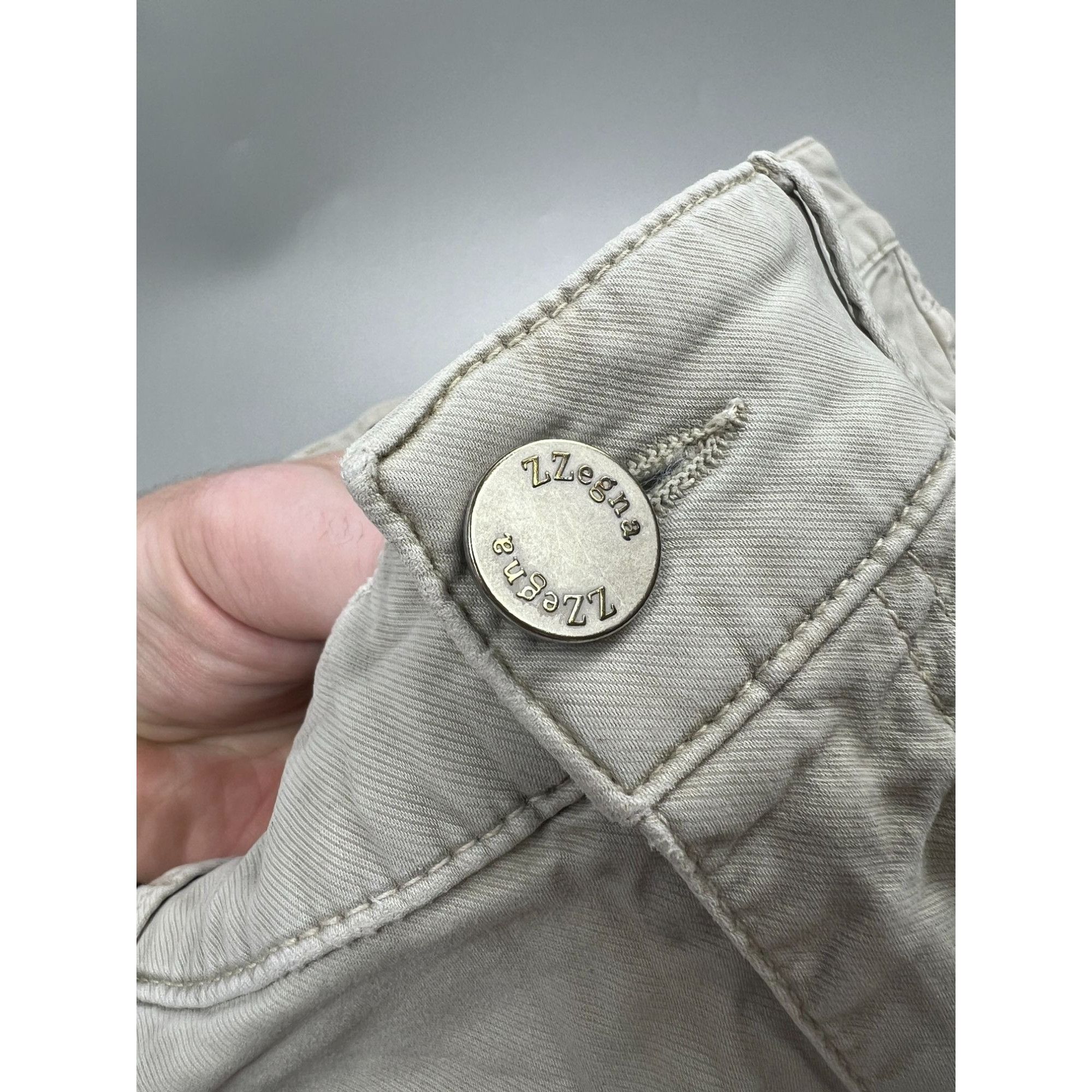 Z Zegna ZZegna Beige Cotton Pants (Y0948) Size US 35 - 6 Thumbnail