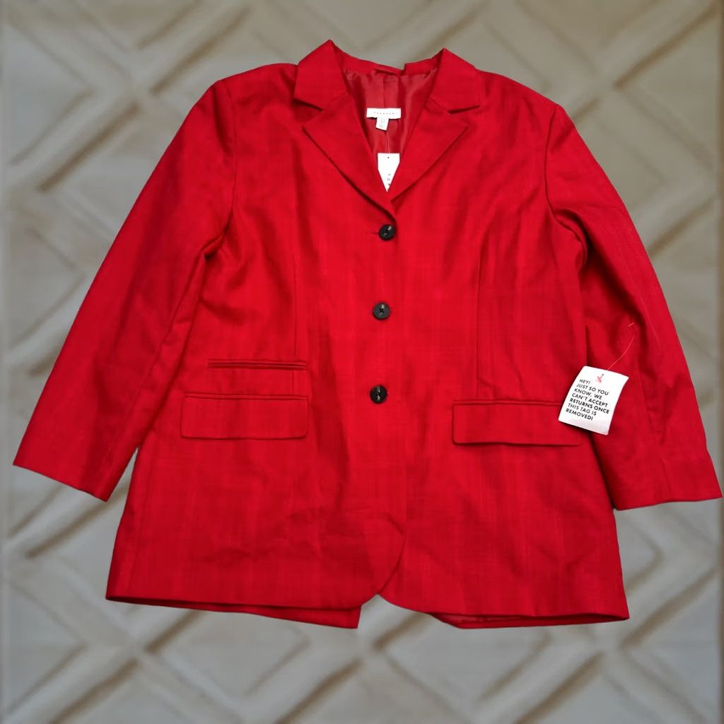 Topshop Topshop Blazer Jacket Womens 8 Red Notched Lapel Single Breasted Career Work NWT VINTAGE? Size M / US 6-8 / IT 42-44 - 1 Thumbnail