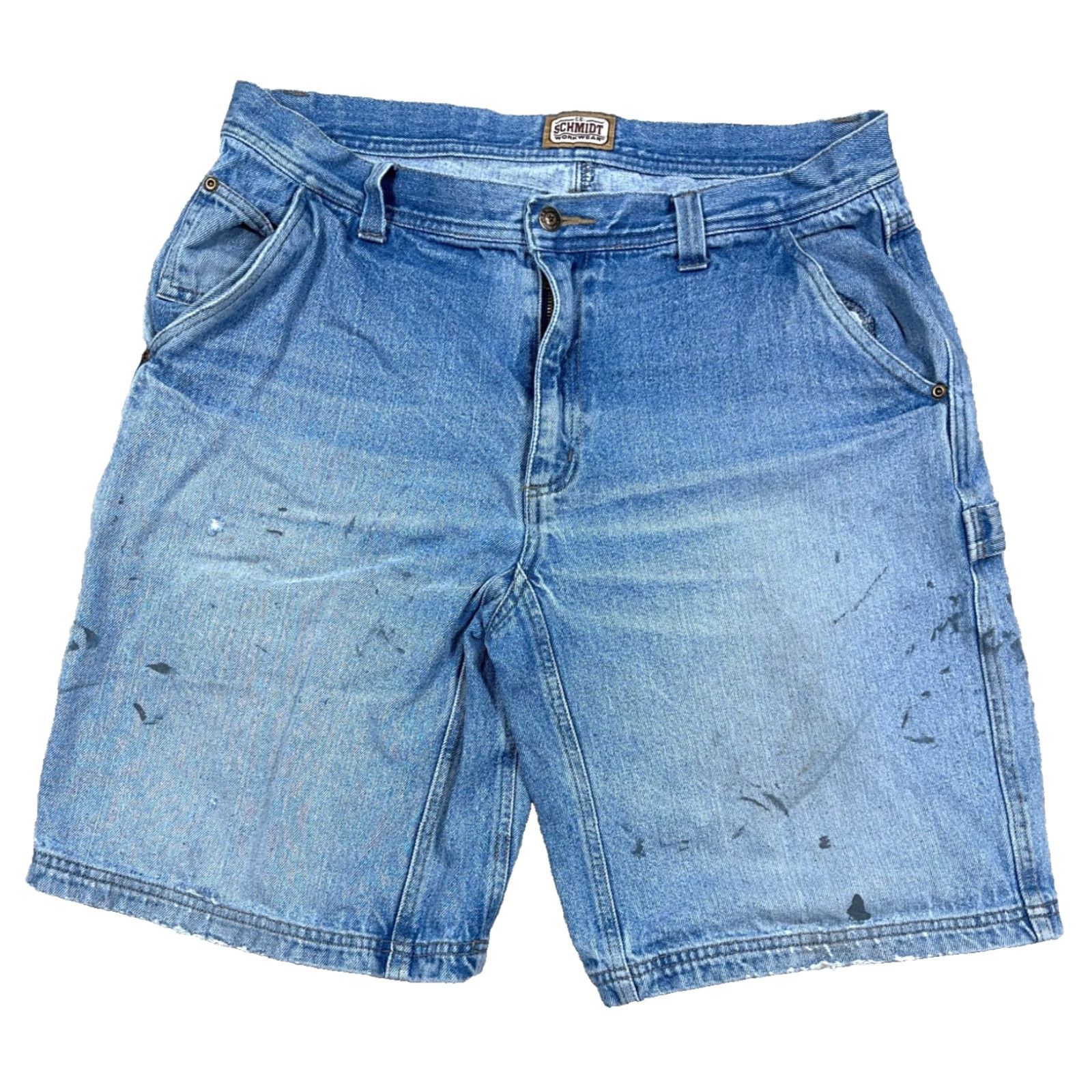 Thrasher VINTAGE C.E. Schmidt Bermuda Shorts Men 36 Denim Distressed Grunge 90s Pockets Logo Zipper 5-Pocket Casual Workwear Baggy Blue Mens Size US 36 / EU 52 - 2 Thumbnail