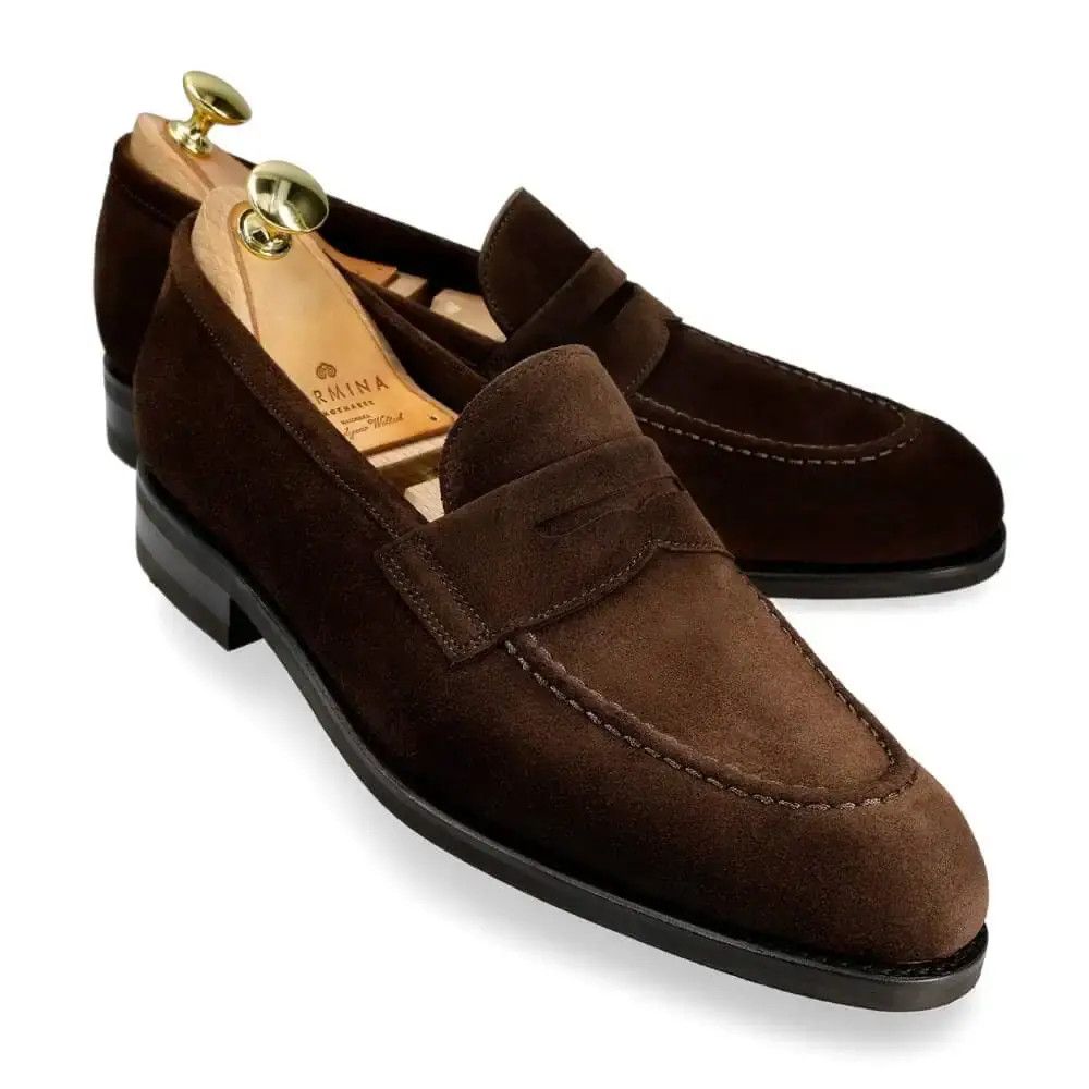 Carmina Brown Suede Penny Loafer (Never Worn) Size US 13 / EU 46 - 5 Thumbnail