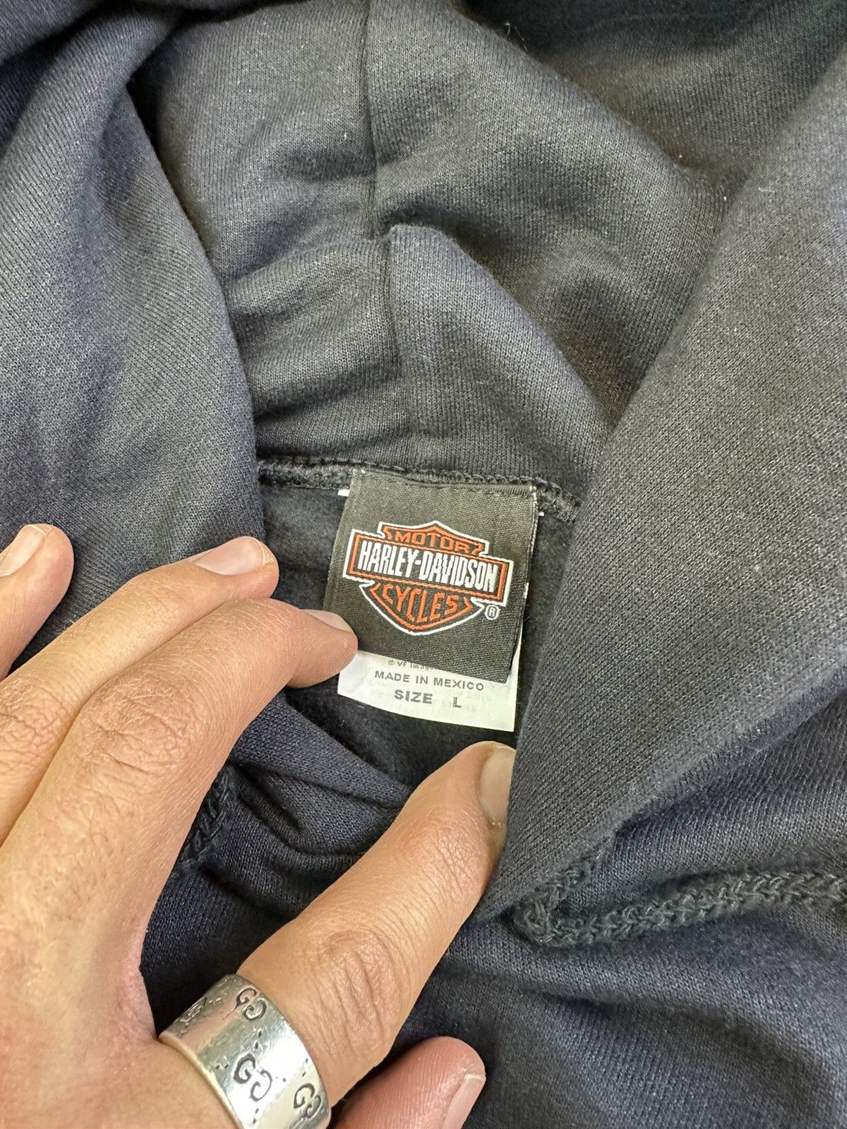 Harley Davidson × Vintage Vintage Harley Davidson Embroidered Hoodie L/XL Black Size US XL / EU 56 / 4 - 4 Thumbnail