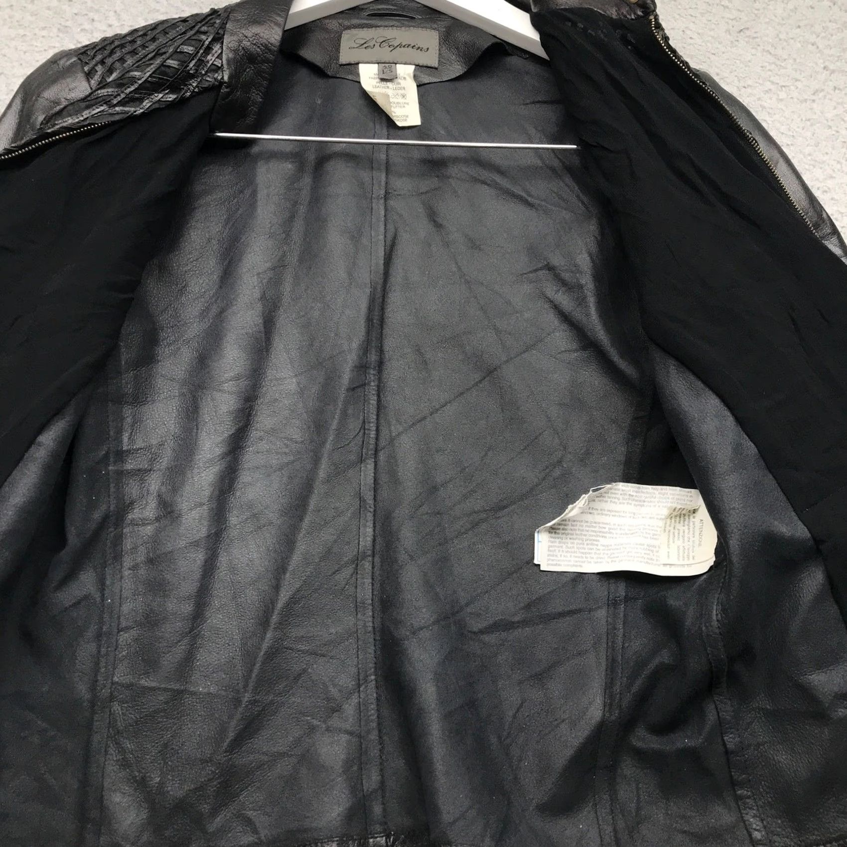 Les Copains VINTAGE Les Copains Leather Jacket Women S Black Full Zip Bomber Italy 40 L/S Textured Zipper Casual Business Party/Cocktail Womens Size S / US 4 / IT 40 - 6 Thumbnail