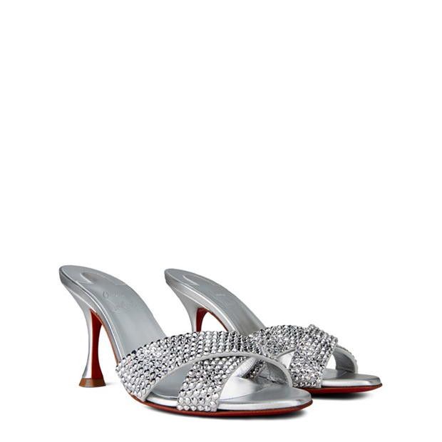 Christian Louboutin Mariza Is Back Embellished 85mm Leather Mules Size US 9 / IT 39 - 4 Thumbnail