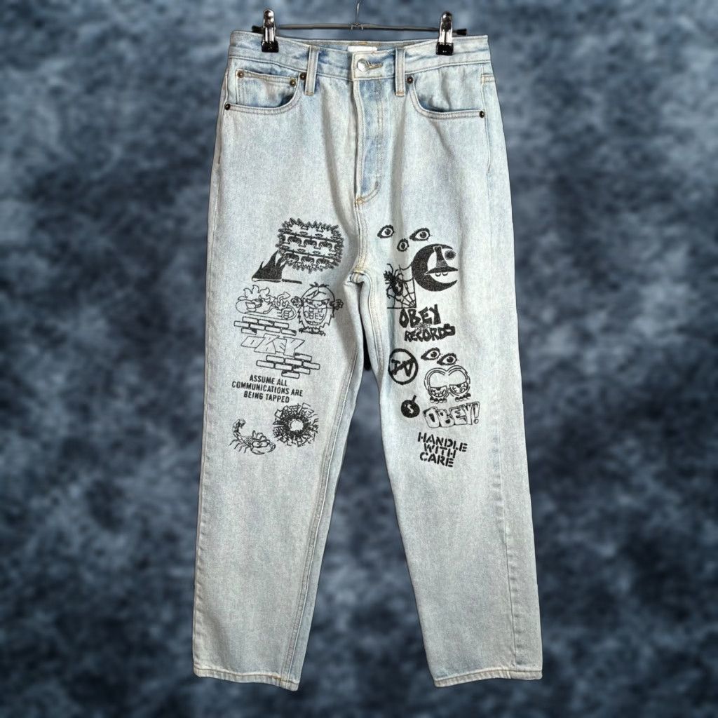 Obey OBEY Womens Jeans High-Waisted Light Wash Denim 26 Straight 5-Pocket Logo Blue Vintage? No (use rules) Size 26" / US 2 / IT 38 - 1 Thumbnail
