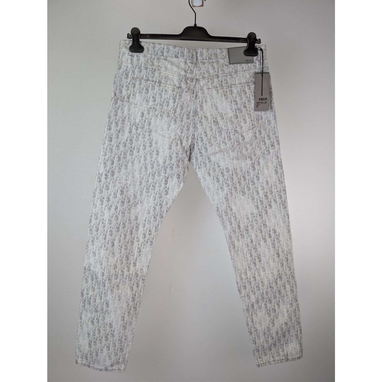 Dior o1rshd1 Straight Oblique Print Cotton Denim Jeans in Blanc Size US 34 / EU 50 - 10 Thumbnail