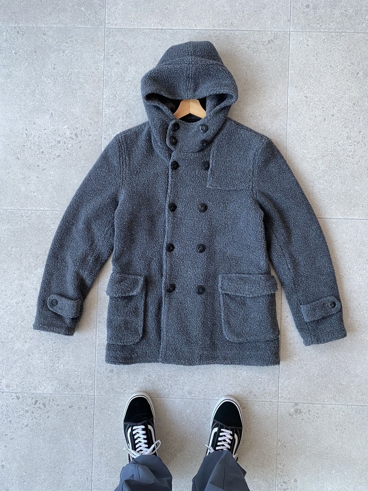 image of Italian Designers x Route Des Garden Wool Coat Made In Italy Size 52 in Grey, Men's