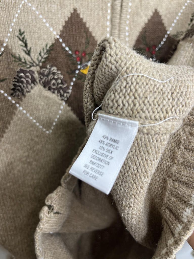 Croft & Barrow Croft and Barrow Full Zip Knit Sweater Small Tan Argyle Size US S / EU 44-46 / 1 - 4 Thumbnail