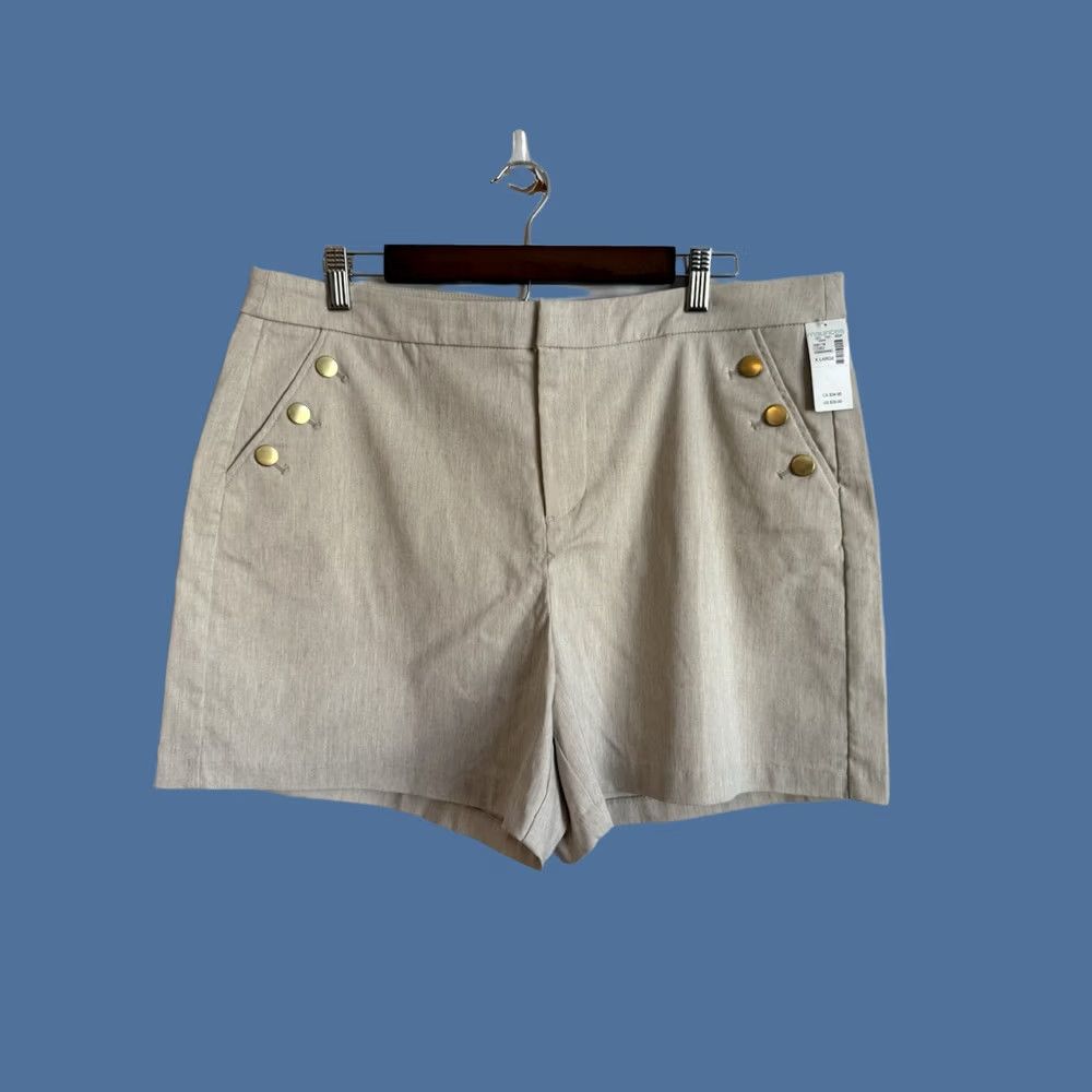 Vintage Maurices Women's XL Sailor Shorts Tan Linen Look Coastal Casual Size 40" / US 18 - 1 Thumbnail
