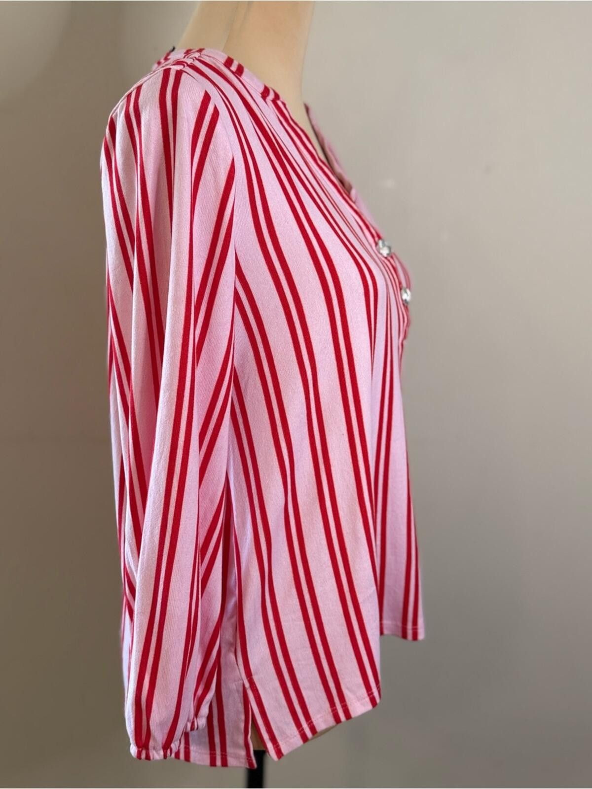 Other Alex & Parker top pink & red buttery soft striped SZ SM Size S / US 4 / IT 40 - 2 Thumbnail