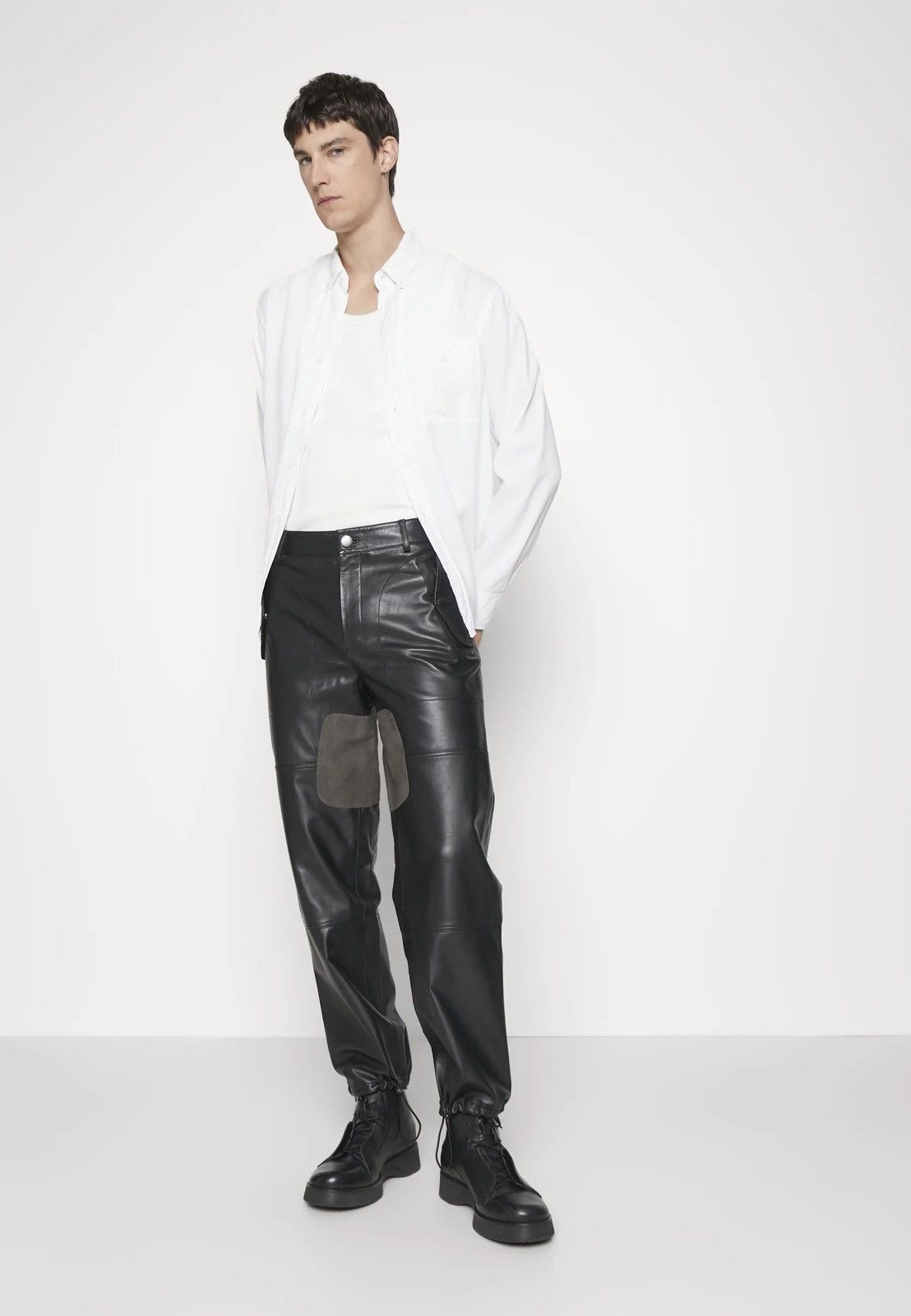 Leather !DS! SS23 Studio ID Suede Patch Leather Moto Trousers Size US 34 / EU 50 - 7 Thumbnail