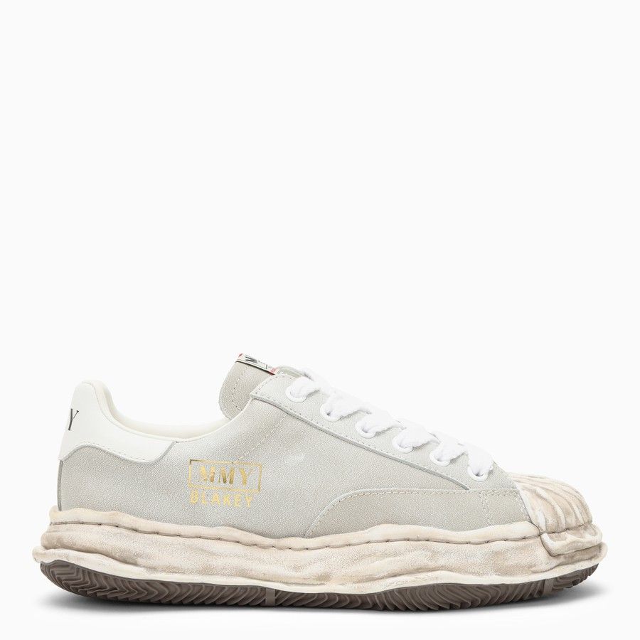 image of Maison Mihara Yasuhiro O1D2Blof0424 Leather Low-Top Trainers In Light Grey Shoes, Men's (Size 12)