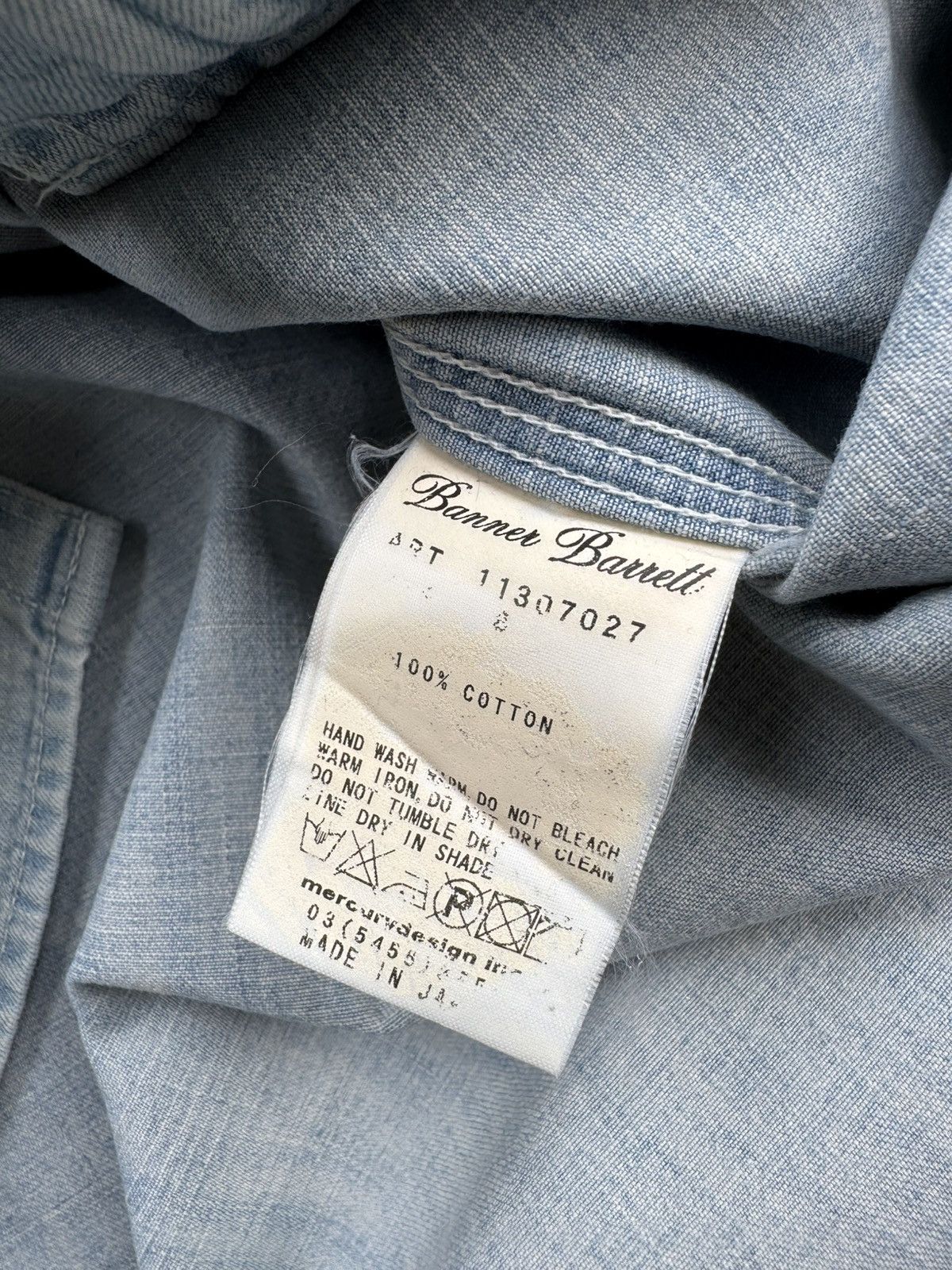 Japanese Brand Banner Barrett Faded Denim Shirt Size US L / EU 52-54 / 3 - 13 Thumbnail