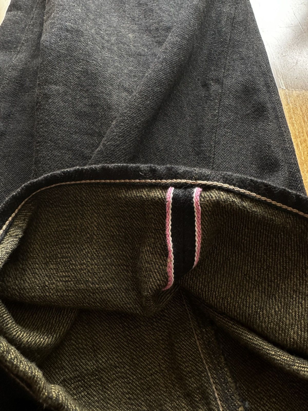 Oni ONI Denim 222-BKOL 12.5oz Black/Olive Wide Straight Jean W32 Size US 32 / EU 48 - 8 Thumbnail