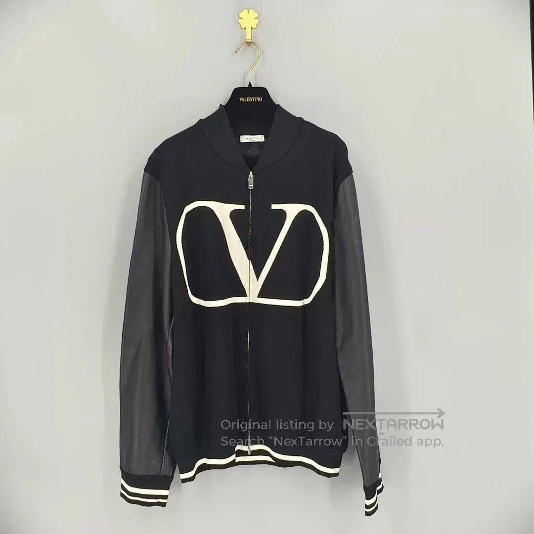 Valentino Valentino Leather-Sleeve Knit Jacket. Size US L / EU 52-54 / 3 - 1 Thumbnail