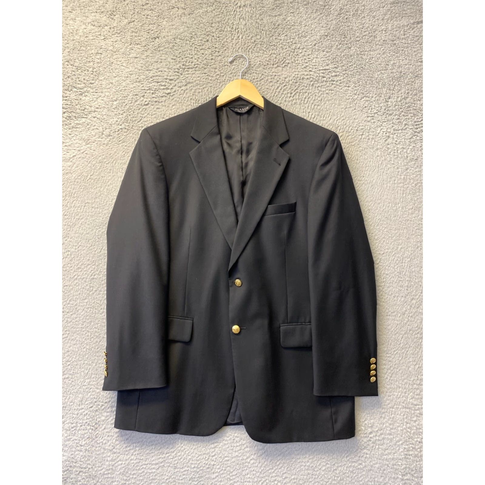 Jos. A. Bank Jos. A. Bank Blazer Sport Coat 41R Men Black 100% Wool Two-Button Single-Vented Gold Button Regular Size 41 Mens Jacket Coat Size 42R - 2 Thumbnail