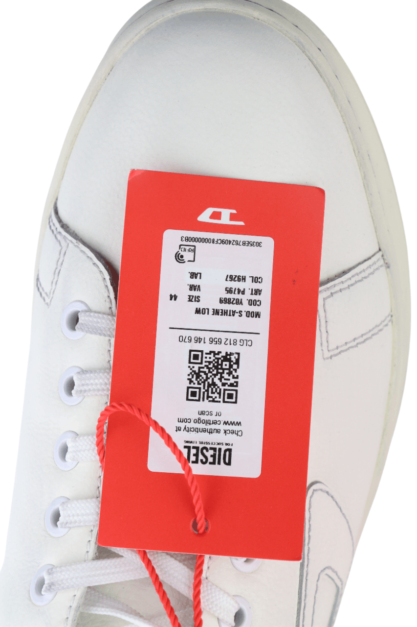 Diesel S-ATHENE LOW EU44 White Leather Lace Light Logo 40554 Size US 10.5 / EU 43-44 - 13 Thumbnail