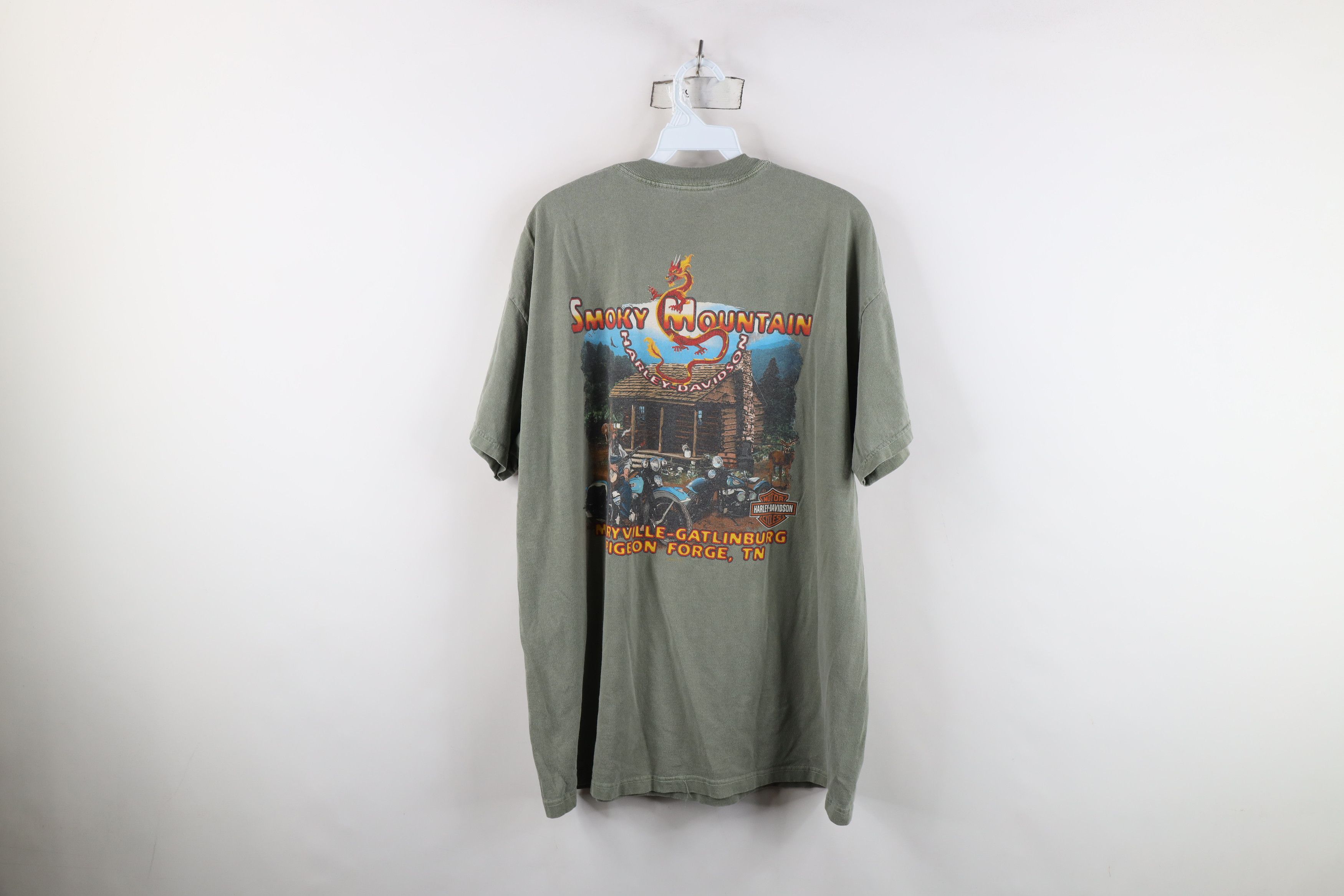 Harley Davidson Vintage Y2K Harley Davidson Fire T-Shirt Green Cotton USA Size US XL / EU 56 / 4 - 13 Thumbnail