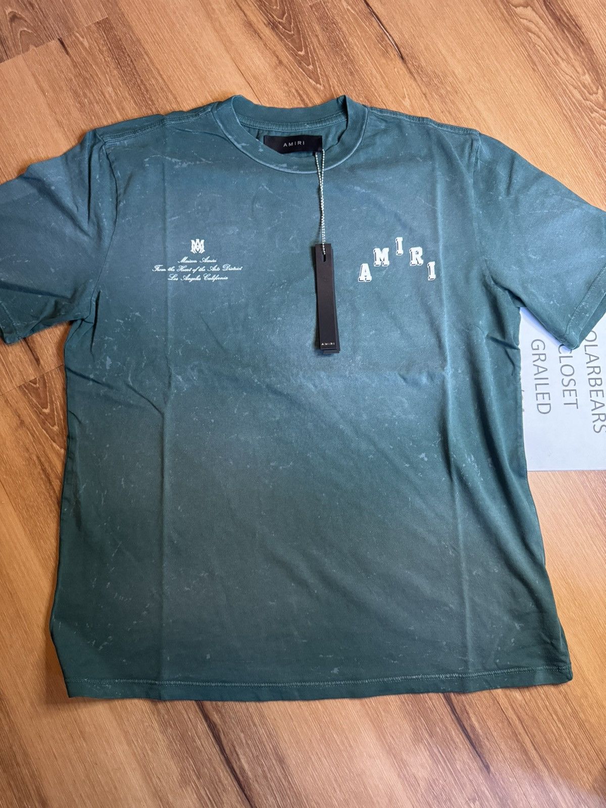 image of Amiri Green Collegiate Tee, Men's (Size Small)